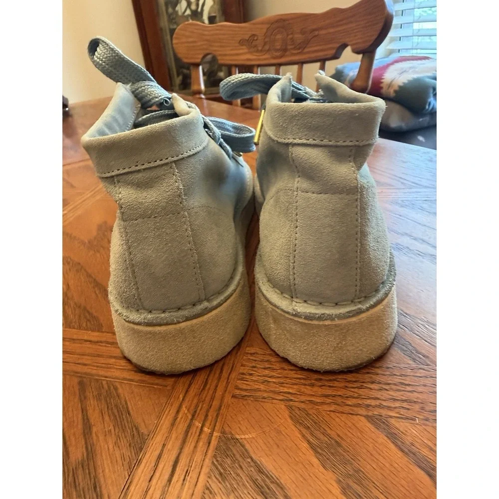 Free People Ashton Ankle Soft Suede Lace Booties Shoes Dusty Baby Blue EU 38